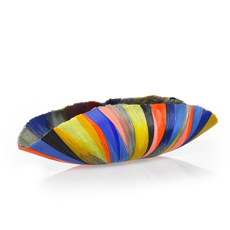 MARY ANN "TOOTS" ZYNSKY Filet-de-Verre bowl: MARY ANN "TOOTS" ZYNSKY (b. 1951) Filet-de-Verre vessel, "Birthday Chaos," USA; Signed Z; 4 1/2" x 16 1/2" Provenance: Habatat Galleries, 2000