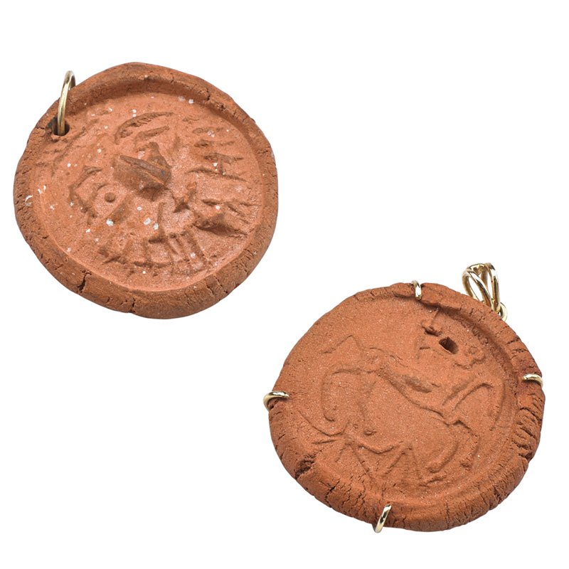 PABLO PICASSO; MADOURA Two medallions: PABLO PICASSO (1881 - 1973) MADOURA Two bisque earthenware medallions, France, 1949: "Bearded Man (Homme Barbu)", edition of 75, and "Picador and Bull (Picador et Taureau)," edition of 40; Both stampe