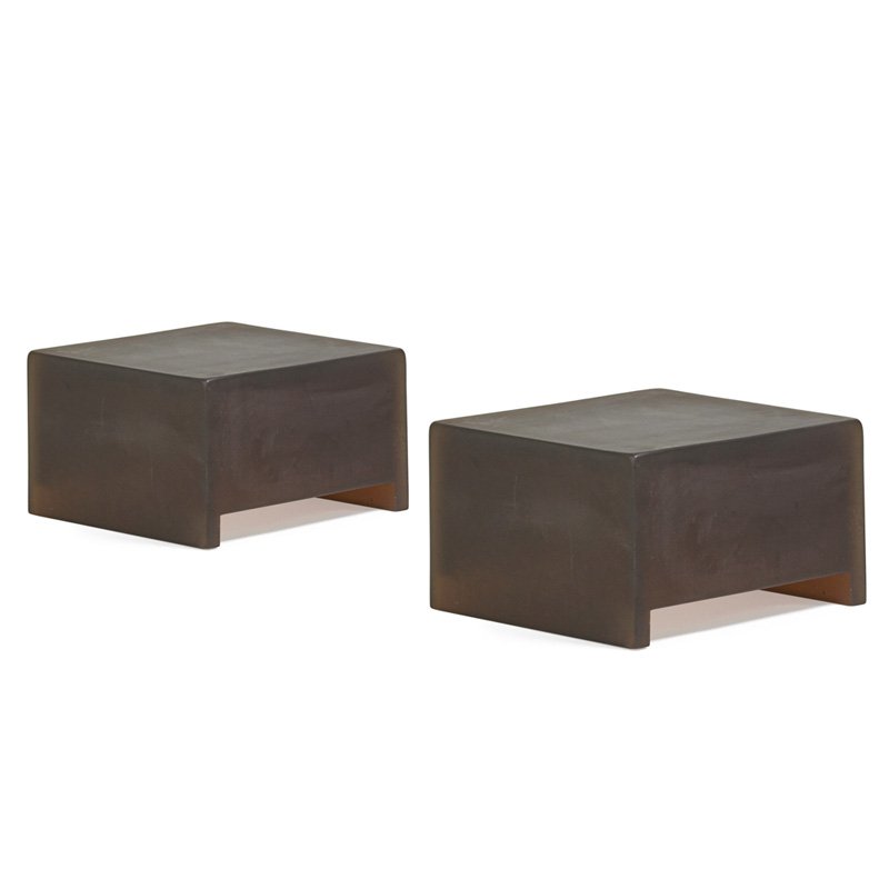 MARTHA STURDY Pair of tables: MARTHA STURDY (b. 1942) Pair of low side tables, Canada, 1990s; Resin; Unmarked; 12 3/4" x 19 1/2" sq.