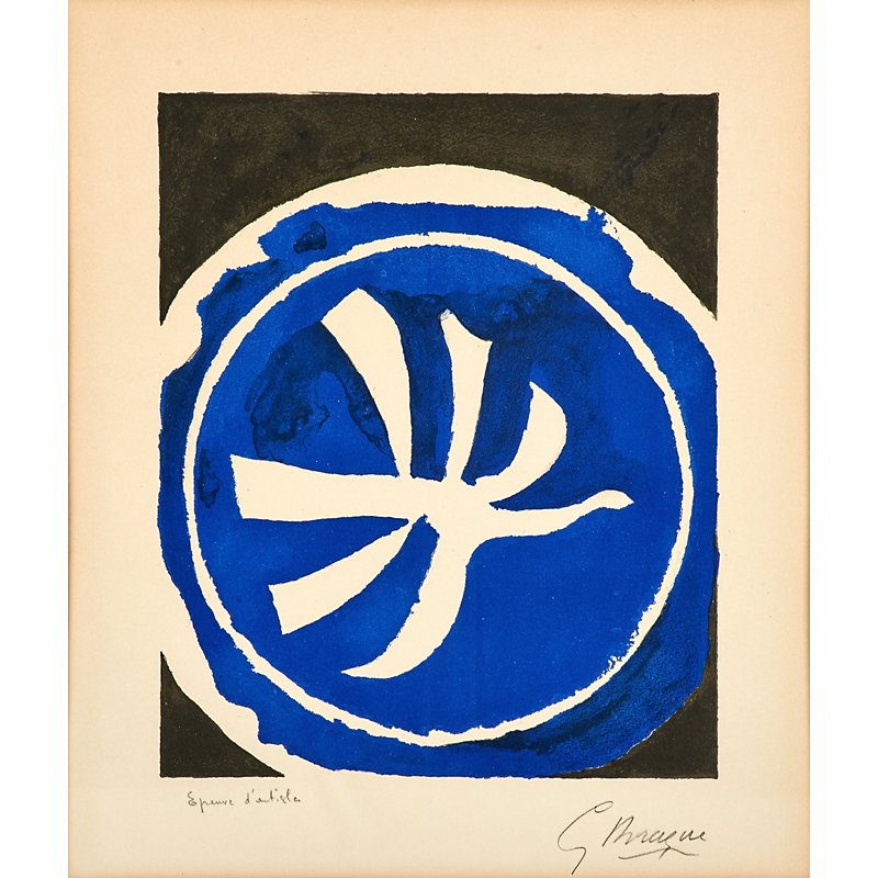 Georges Braque (French, 1882-1963): L´Oiseau Blanc, 1961; Lithograph in colors (framed); Signed, date and noted épreuve d'artiste.; 18" x 15 1/4" (sight); Literature: Vallier 159; Provenance: Private Collection, New Jersey