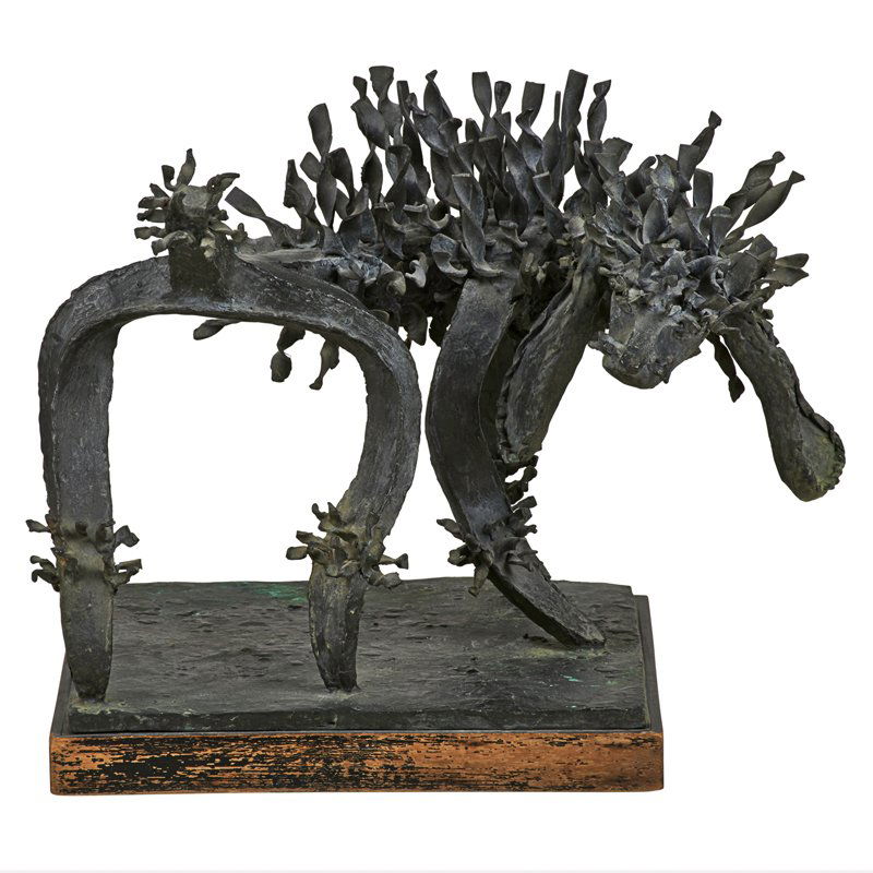 Mary Callery (American, 1903-1977): The Flirt, ca. 1957; Bronze on wood base; Initialed; From an edition of 8; 15" high, 16 5/8" (with base); Provenance: Private Collection; Note: Accompanied by the book "Mary Callery Sculpture"