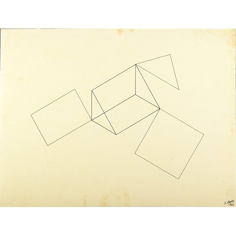 Robert Morris (American, b. 1931): Untitled, 1966; Ink on tracing paper mounted to board; Signed and dated; 20 3/4" x 27 3/4" (sheet); Provenance: Private Collection, New York