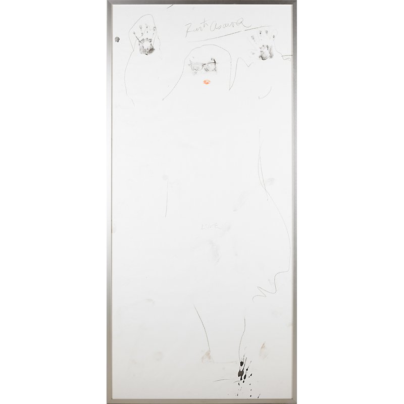 Six California Artists: Six framed works of mixed media on paper by the following artists: Fritz Rauh, Jean Varda, Ruth Asawa, Dick Bowman, Gordon Onslow Ford, Nankoku Hidai, John Baxter and David Simpson, 1960; Smallest, 76