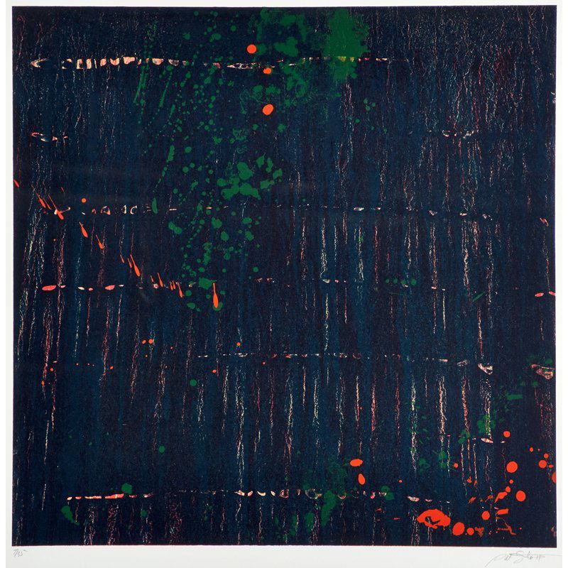 Pat Steir (American, b. 1938): Composition in Dark, 1998; Lithograph in colors (framed); Signed and numbered 7/35; 28" x 28" (sheet); Publisher: Landfall Press, Chicago; Provenance: Private Collection, New York
