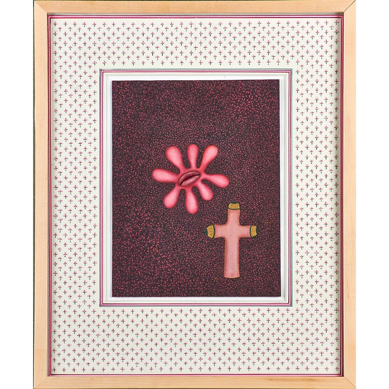 Alexander Gorlizki (British, b. 1967): Kriss Cross, 2007; Collage, gouache and gold leaf on paper (artist frame and mat); 14 3/4" x 12"; Provenance: Acquired directly from the artist; Private Collection, New York