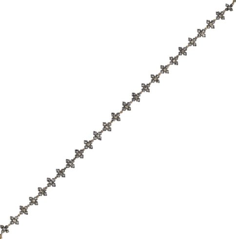 VICTORIAN ROSE CUT DIAMOND CHOKER: Quatrefoil diamond floriform links and diamond box clasp, silver-topped gold. Unmarked. 14". 19.5 dwt.