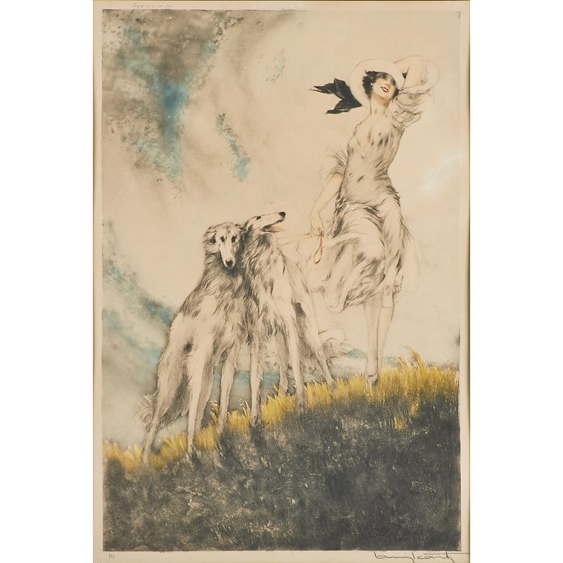 LOUIS ICART (French, 1888-1950): Etching on paper "Joy of Life," 1929 (framed); Signed, numbered 161 and windmill stamped; 24" x 16" (sight)
