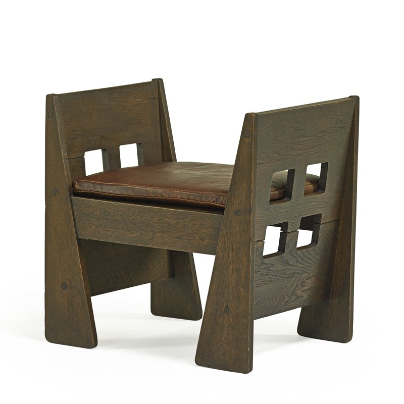 LIMBERT: Cut-out window seat, Grand Rapids, MI, ca. 1905; Unmarked; 24" x 24 1/4" x 18 1/4"