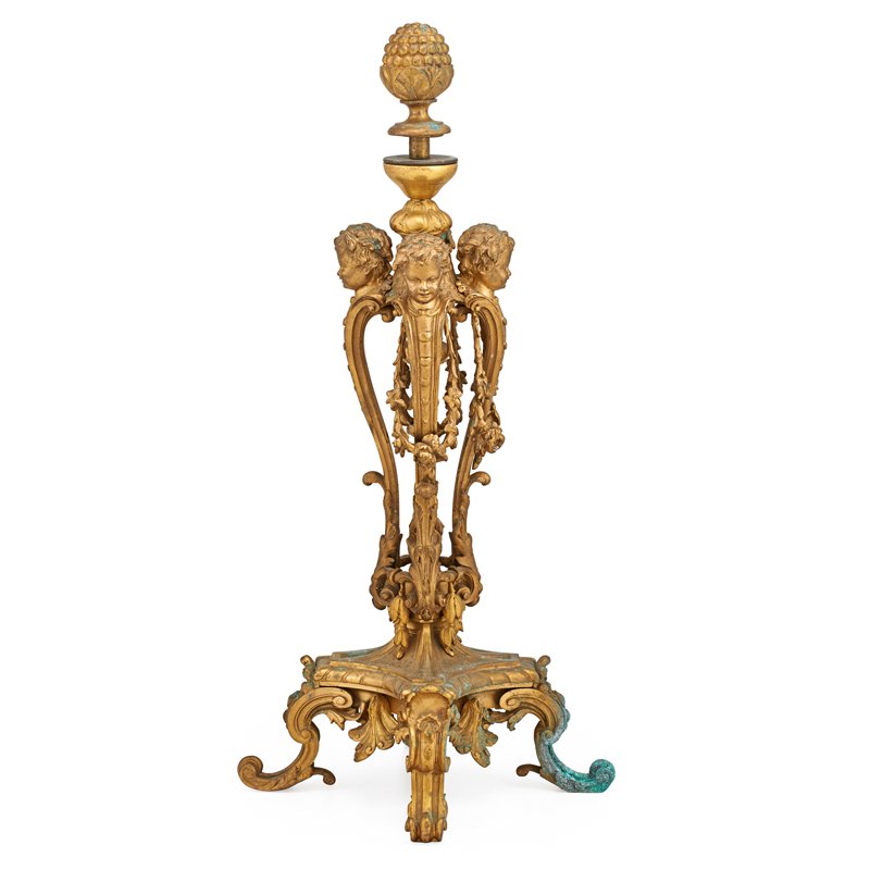NEOCLASSICAL: Gilt bronze table base, 20th c.; 21 1/2"