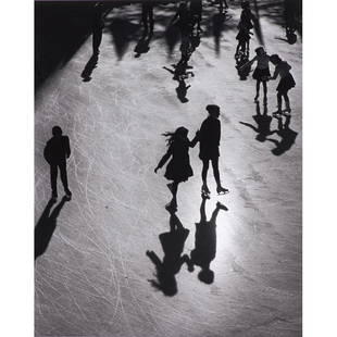 BENN MITCHELL (American, b. 1926): Gelatin silver print of Rockefeller Center ice rink, New York, circa 1950; Signed and dated; 14" x 11" (sheet)