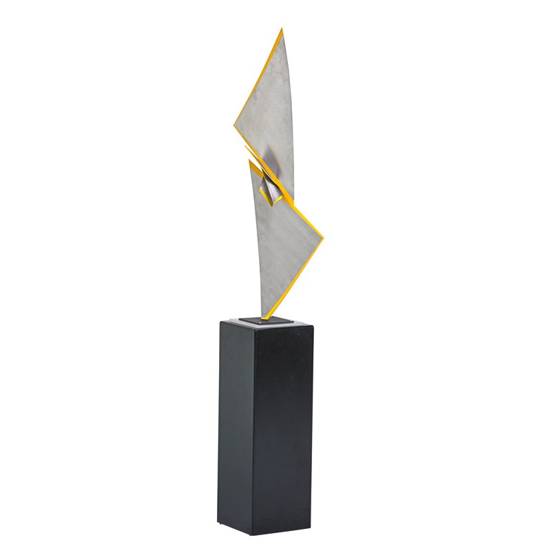 GARY SLATER: Sculpture, "Sundrift VI," Tempe, AZ, ca. 1980; Brushed and painted steel, acrylic; Unmarked; 43" x 19" x 8"