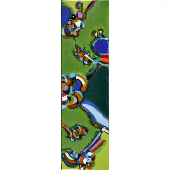 STEFAN KNAPP (1921 - 1996): Enamel on steel wall sculpture, England,1960s; Unmarked; 54 3/4" x 15 1/4" x 3/4"