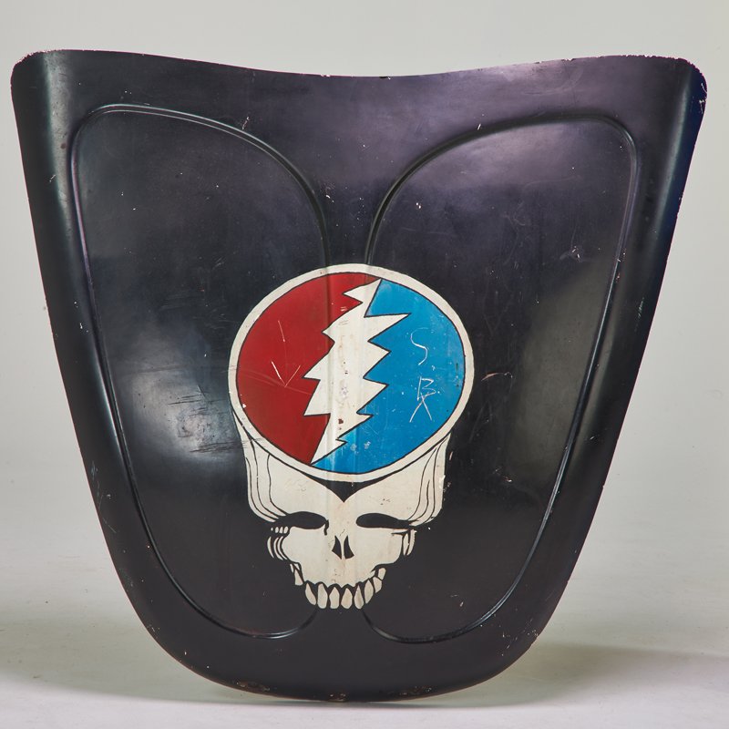 POP ART: Volkswagen Bug hood painted with "Steal Your Face" Grateful Dead logo, Germany, 1972; Enameled fiberglass; 43" x 46" x 2"