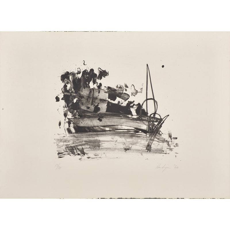 GRACE HARTIGAN (American, 1922-2008): Lithograph; "The Hero Leaves his Ship III," 1960 (framed); Signed and numbered 17/28; Provenance: Bergen Museum of Art and Science; 21" x 29 3/4" (sheet)