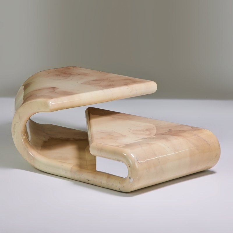 JIMCO; LTDA: Tiered coffee table, Bogota, Colombia, 1980s; Painted wood, polished metal; 18" x 57" x 38"