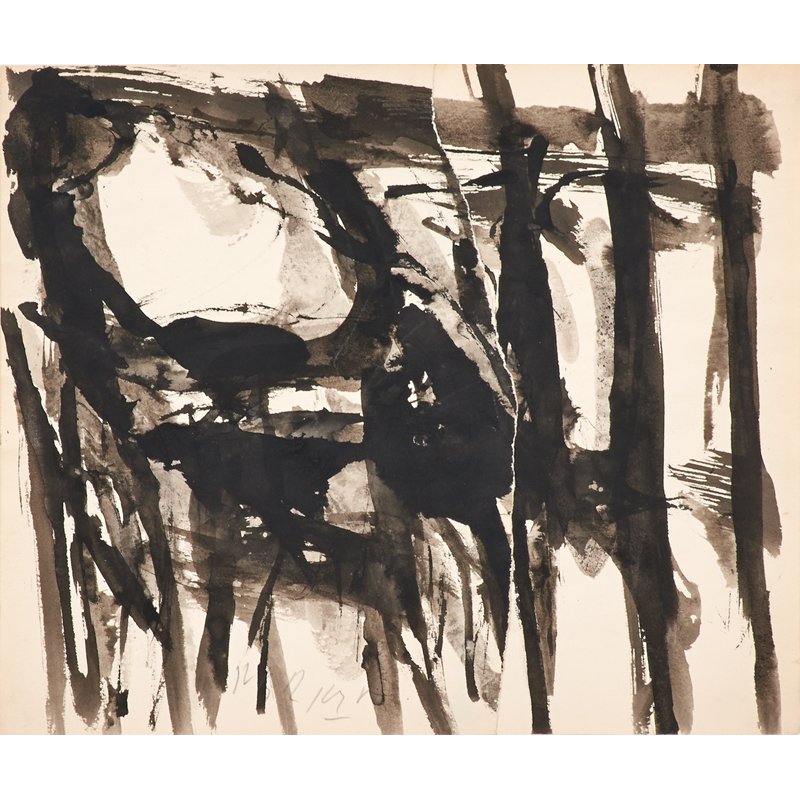 REUBEN NAKIAN (American, 1897-1986): Ink and wash on collaged paper; "Untitled"; Signed; 9 1/8" x 10 3/4" (sheet)