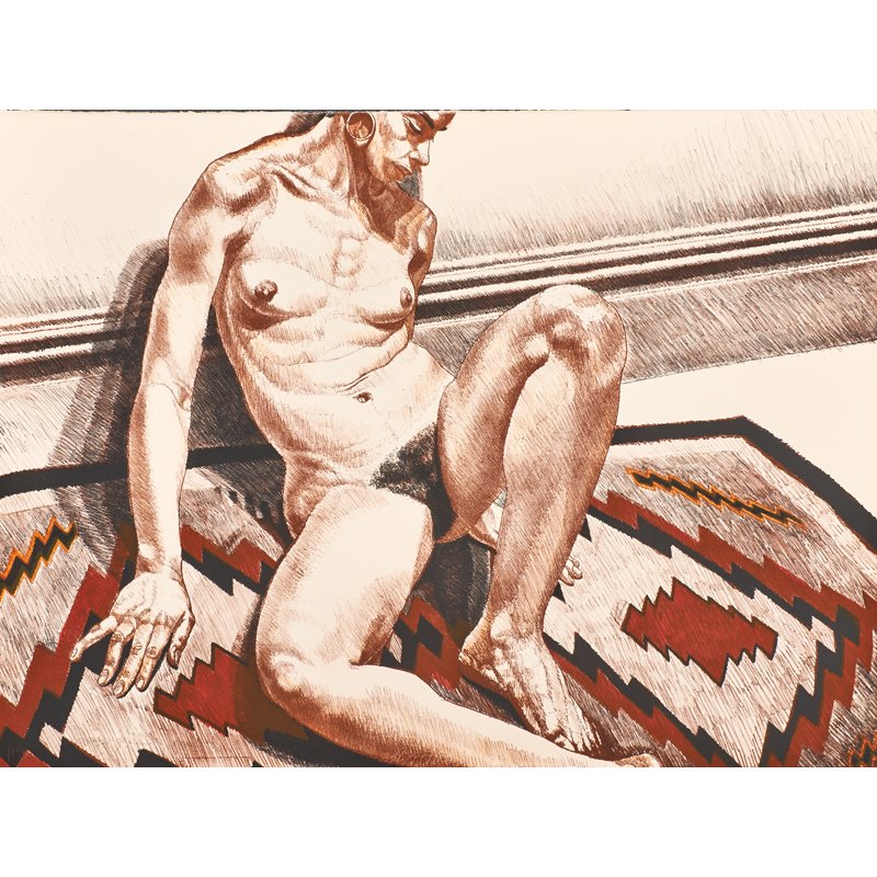 PHILIP PEARLSTEIN (American, b. 1924): "Nude on Navajo Rug," 1972; Printed by Landfall Press, Inc., Chicago; Signed and noted Copyright Impression in pencil; 24 1/2" x 34" (sheet)