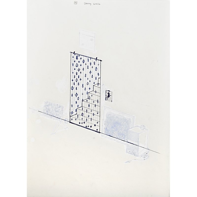 YURI MASNYJ (American, b. 1976): Mixed media on paper; "Stairway," 2002; Signed, dated and titled; 10 3/4" x 7 7/8" (sheet)