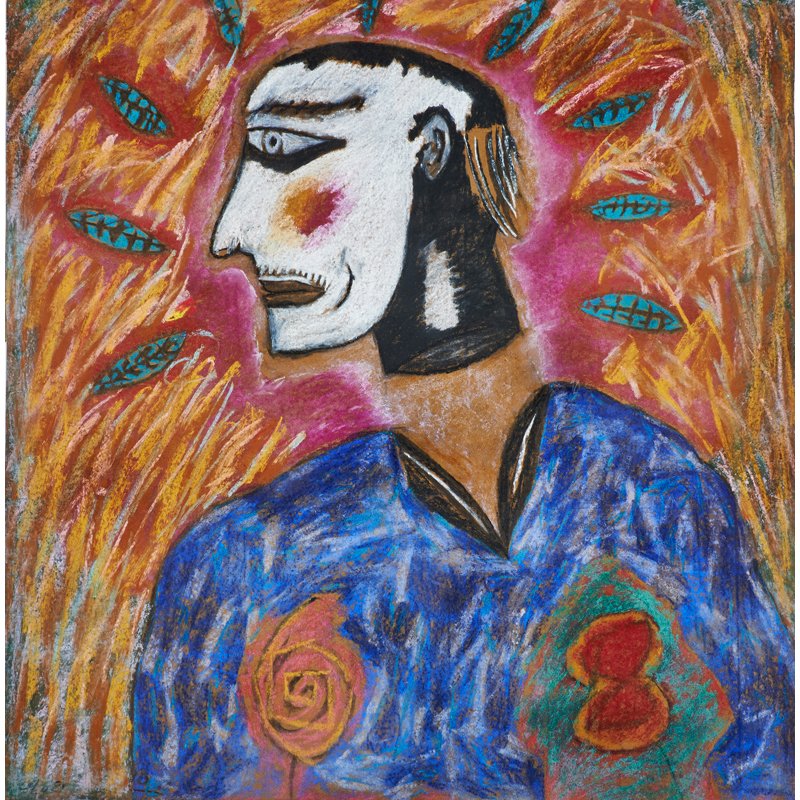 PAPO COLO (Puerto Rican, 20th c.): Two pastels on brown paper; "Out of My Head," 1981, dated; "Praying Nun," 1982-1983, signed (both framed); Largest: 23 1/2" x 22 1/2" (sheet)