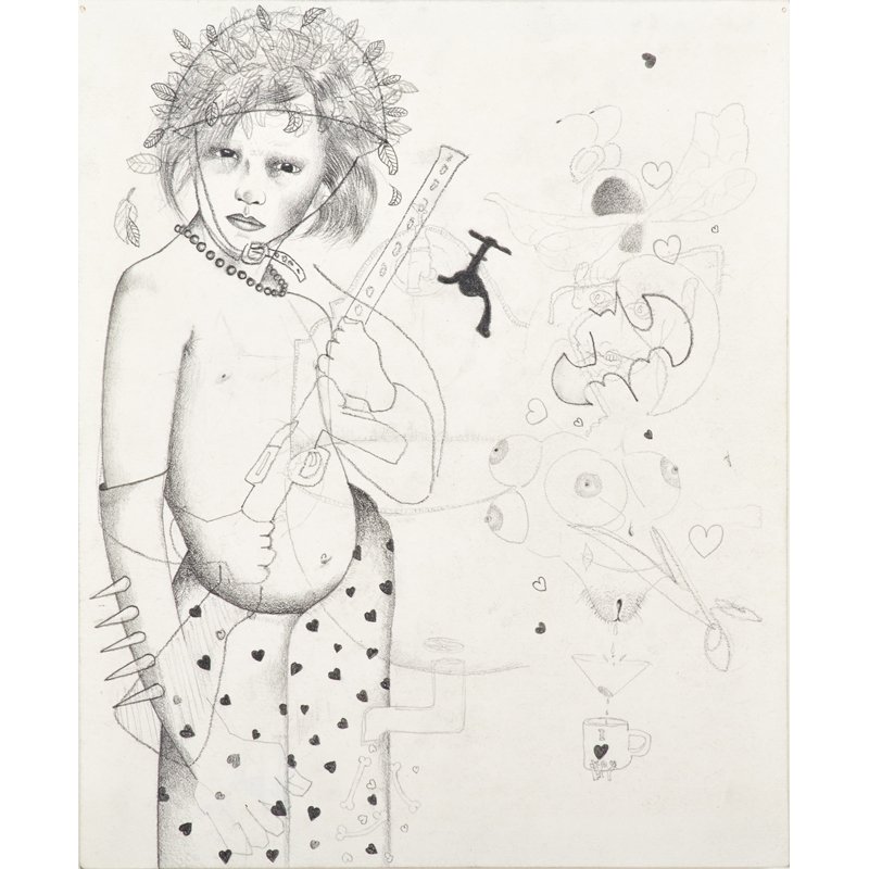 NILS KARSTEN (American, b. Germany, 20th C.): Graphite on paper; "Sexy Sally" (framed); Provenance: Estate of Jeanne Siegel; 9 1/2" x 8 3/4" (sheet)