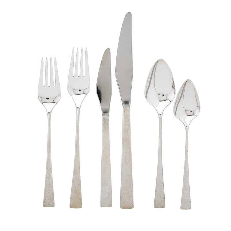REED & BARTON Sterling silver flatware set: REED & BARTON Fifty-seven piece sterling silver flatware service for eight with extras and serving pieces, florentined finish, Tauntan, MA, ca. 1950 All stamped Reed & Barton STERLING, knife blades st
