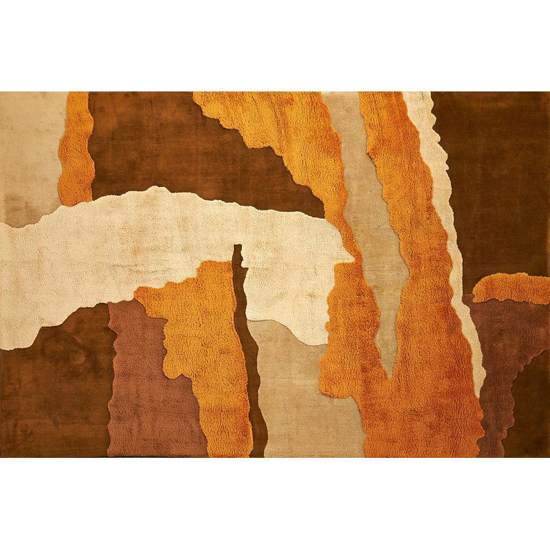 EDWARD FIELDS Wool carpet: EDWARD FIELDS Sculpted wool carpet, Long Island, NY, 1970s Selvage stenciled ED FIELDS 14' 3" x 9' 10"
