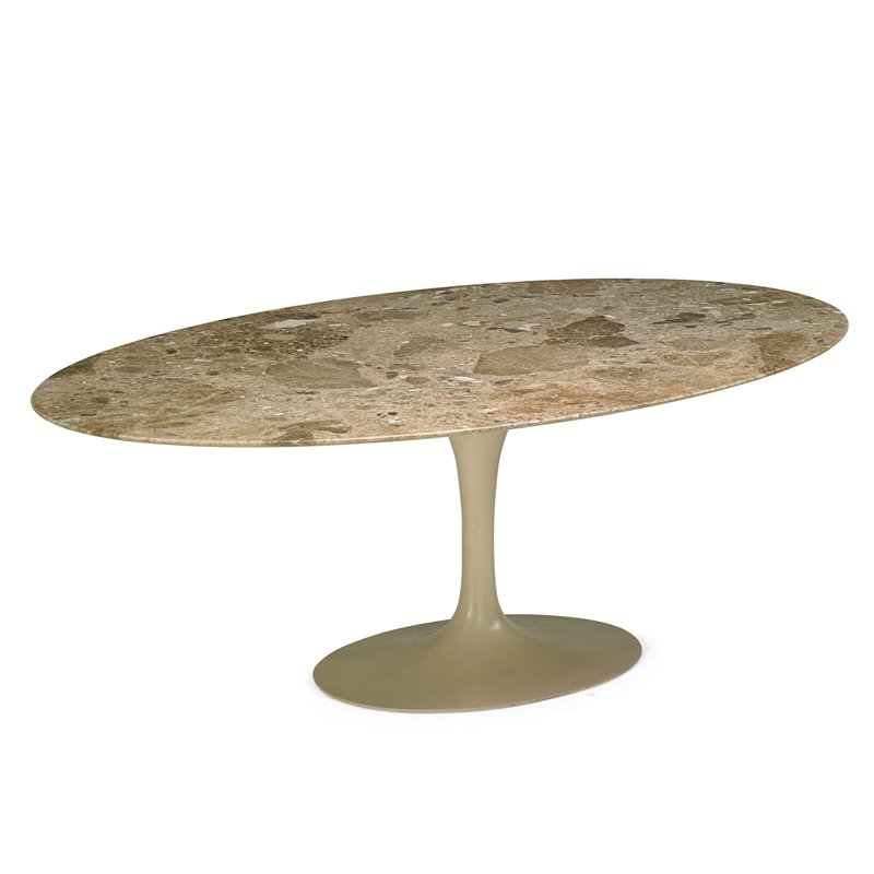 EERO SAARINEN; KNOLL Tulip dining table: EERO SAARINEN (1910 - 1961) KNOLL ASSOCIATES Tulip dining table, New York, 1960s Painted cast iron and wood, marble Unmarked 29" x 78" x 48"