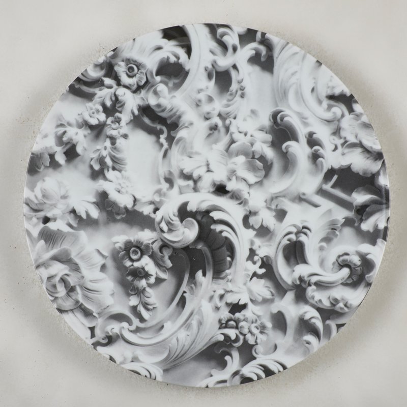 RUDOLF STINGEL (Italian, b. 1956): Screenprint on porcelain in original box; "White"; Signed in plate by artist from a limited edition; Manufacturer: Bernardaud, Limoges, France; 10 1/4" dia.