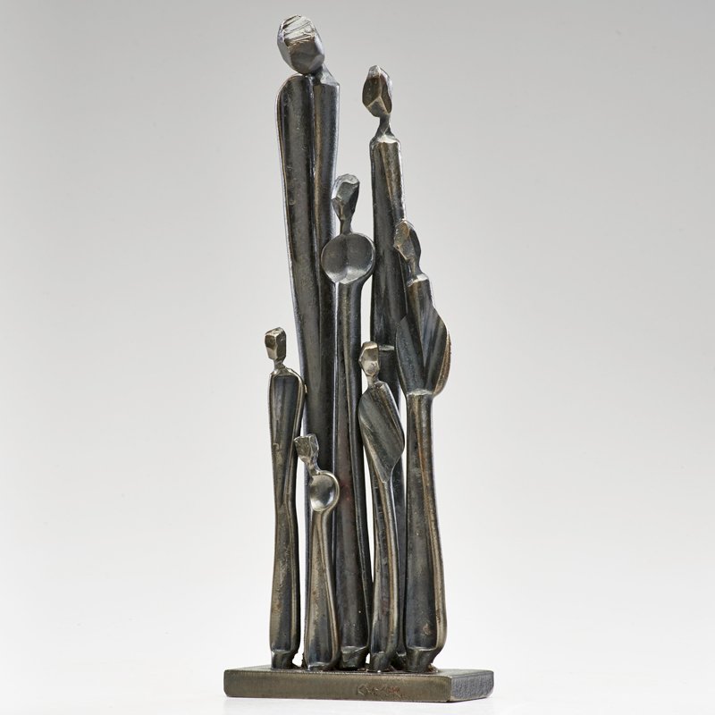 BORIS KRAMER (b. 1969): "Family Series" table top sculpture, Canada, 2000s; Forged steel; Marked; 16 1/2" x 6" x 2 1/2