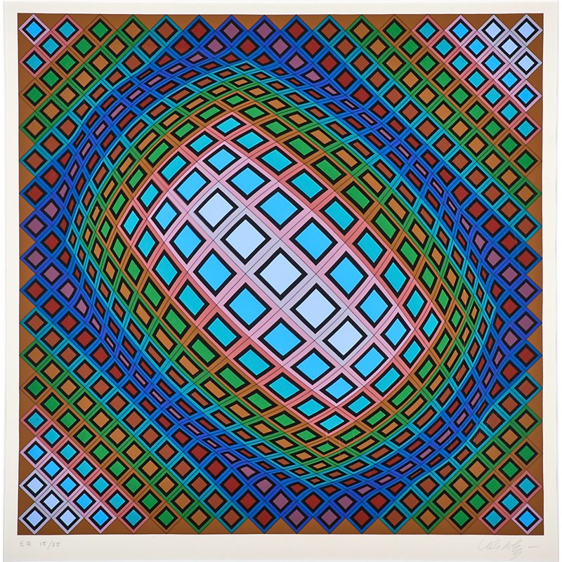 VICTOR VASARELY (Hungarian, 1906-1997): Untitled screenprint in colors (framed); Signed and numbered E.A. 15/25; 32 1/8" x 30 5/8" (sheet)