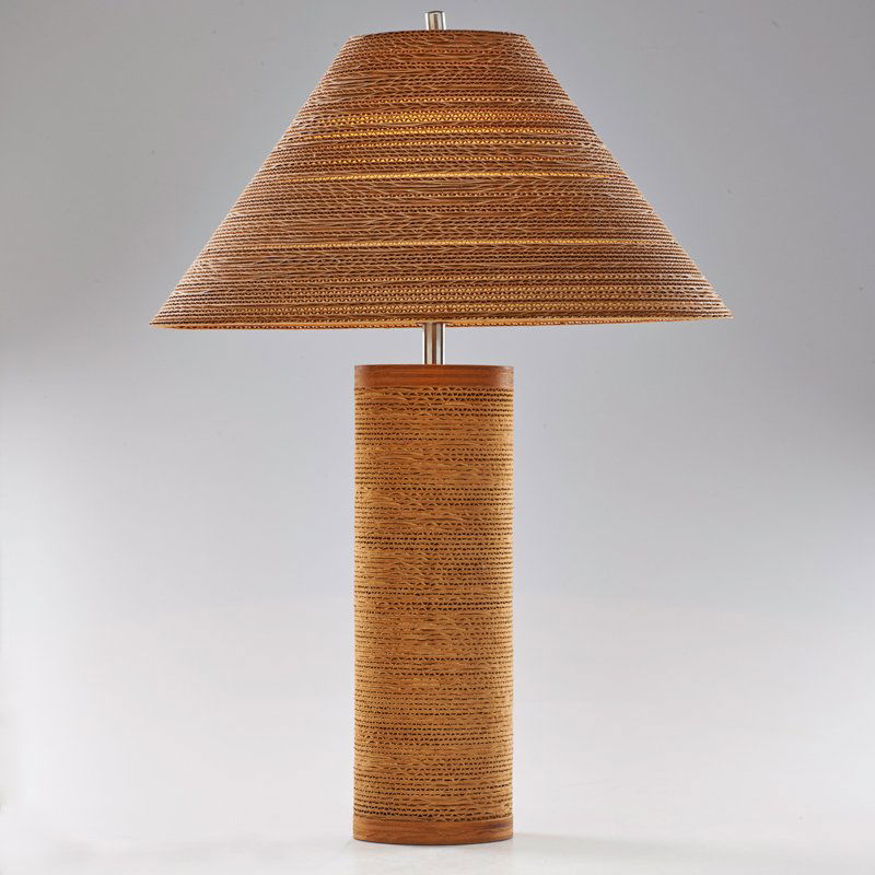 GREGORY VAN PELT (Attr.): Corrugated cardboard table lamp, USA, 1970s; Stamped; 27 1/2" x 19"