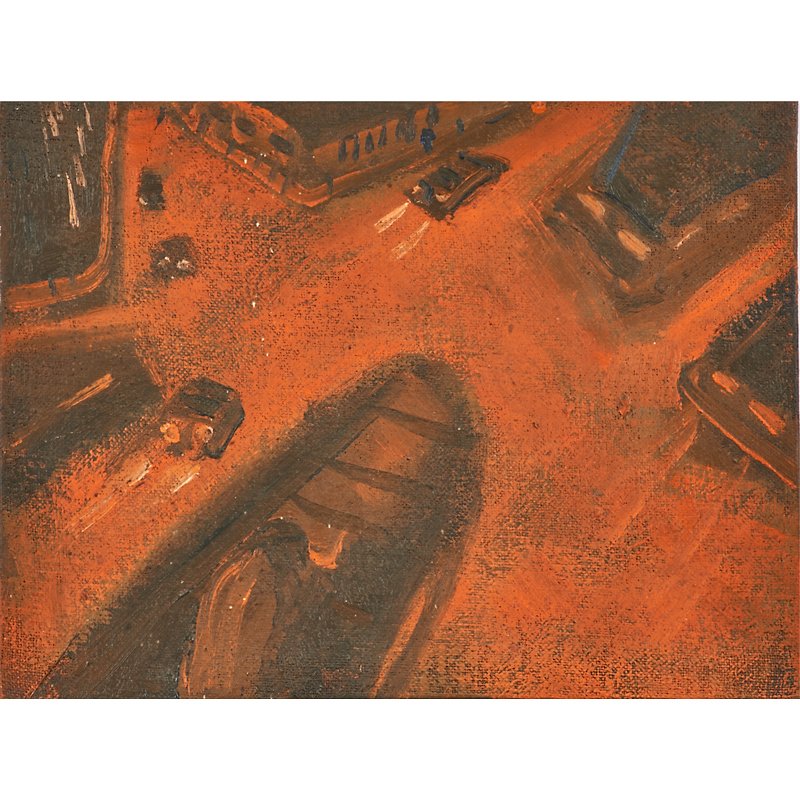 DAVID KAPP (American, b. 1953): Oil on canvas of a street scene; Signed and illegibly dated; 9" x 12"