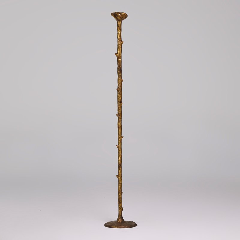 MAC SCULPTURE: Floor candlestick, California, 2000s; Resin with applied gold; Foil label; 61" x 10"