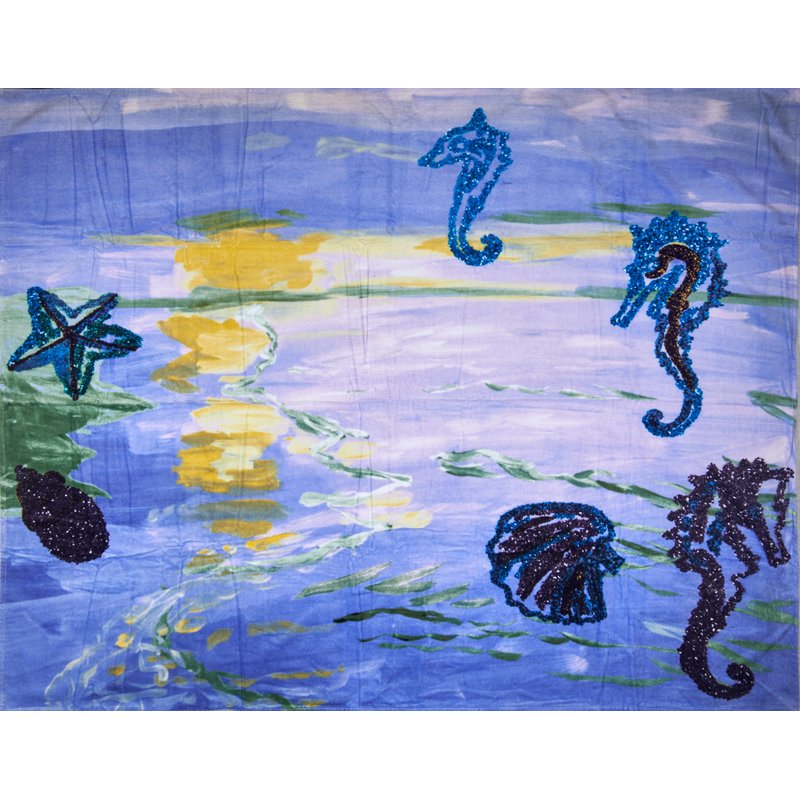KAREN KILIMNIK (American, b. 1955): Cotton towel by Works on Whatever; "Under the Sea", 2009; Stamped signature on label; Unlimited edition; 60" x 67"