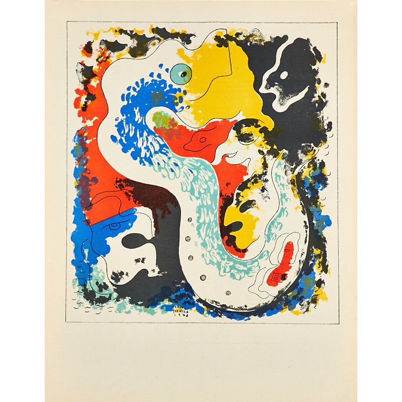 CARLOS MERIDA (Guatemalan, 1895-1984): Ten lithographs in colors (in original portfolio); "Estampas Del Popol-Vuh Series," 1943; Signed and numbered 224/1000; Publisher: Graphic Art Publications; Each: 16 3/8" x 12 3/8" (sheet)