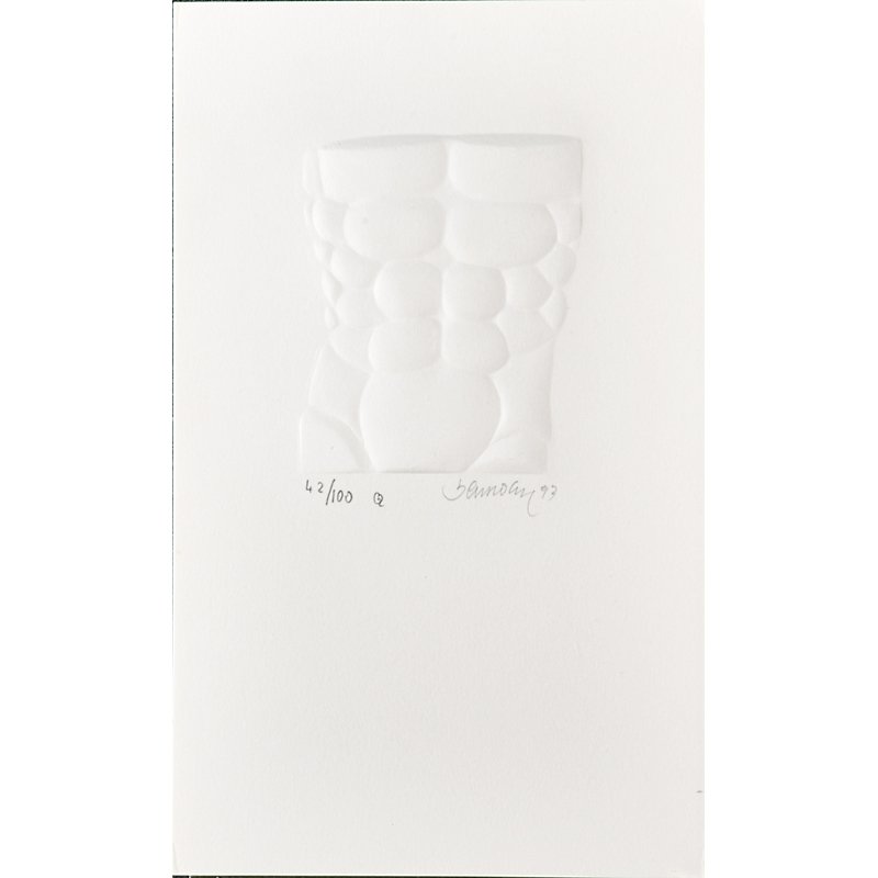 MIGUEL BERROCAL (Spanish, 1933-2006): Embossed print on paper; "Citius. Altius. Fortius," 1993; Signed, dated and numbered 42/100 Q; Commissioned by the Musée Olympique Lausanne, Switzerland; 9" x 5 1/2" (sheet)