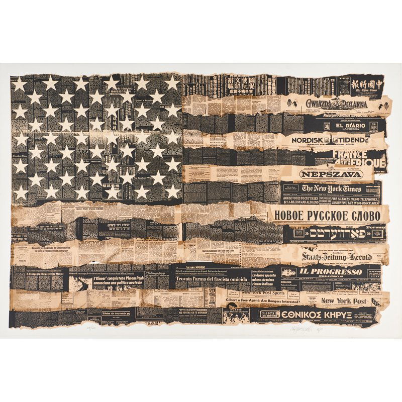 MASSIMO VIGNELLI, (Italian, b. 1931): Screenprint on paper laid to coated canvas; "Bicentennial"; Signed, dated 76/89 and numbered 214/300