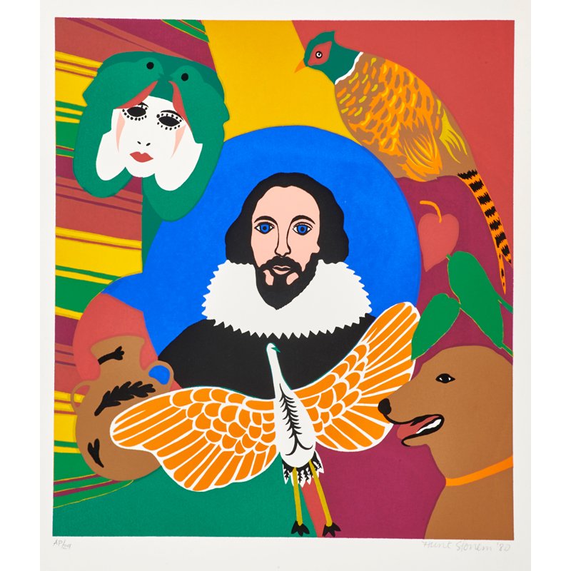 HUNT SLONEM (American, b. 1951): Screenprint in colors on paper; "Shakespeare I," 1980; Signed, dated and numbered AP/29; 30" x 22" (sheet)