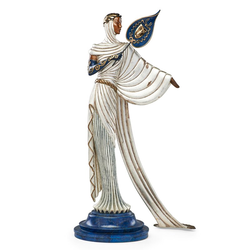 ERTE (Russian/French, 1892-1990): Polychrome cold-painted bronze "Tanagra," 1988; Signed, numbered "125/500" and marked "Seven Arts LTD, London"; 21"