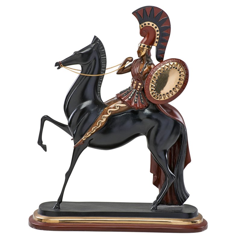 ERTE (Russian/French, 1892-1990): Polychrome cold-painted bronze "Amazon" of woman on horseback, 20th c.; Signed and marked; 17" x 13"