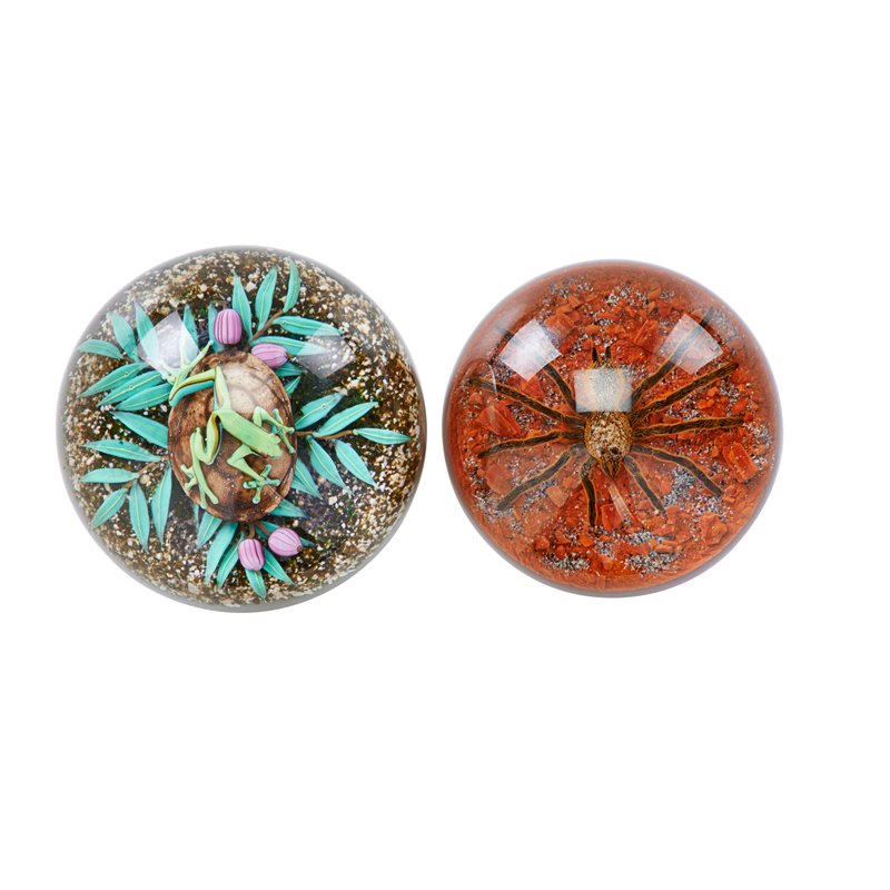 STUDIO ART GLASS PAPERWEIGHTS: Two: One Gordon Smith Studios lampwork tarantula and one Jim Dorofino Studios lampwork frog, 20th c.; Both signed/numbered Frog: 3" x 3 1/2"
