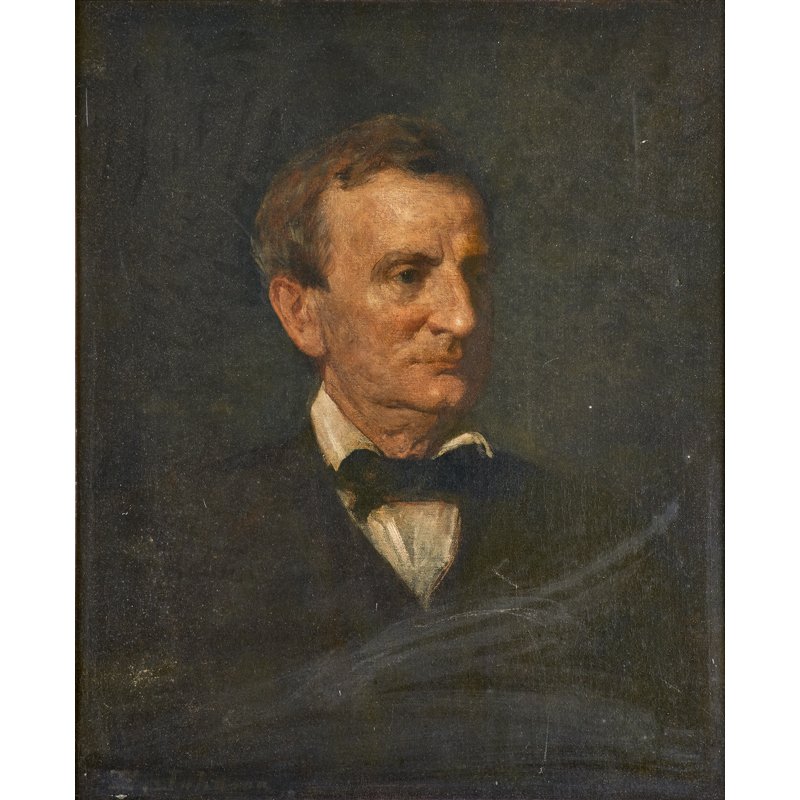EASTMAN JOHNSON (American, 1824-1906): Oil on canvas portrait of "William M. Evarts" (framed); Signed; 27" x 22"; Provenance: Property of H. J. Bickford, presented to him by Robert B. Dobson April 18, 1936; Kennedy Galleries, New York (lab