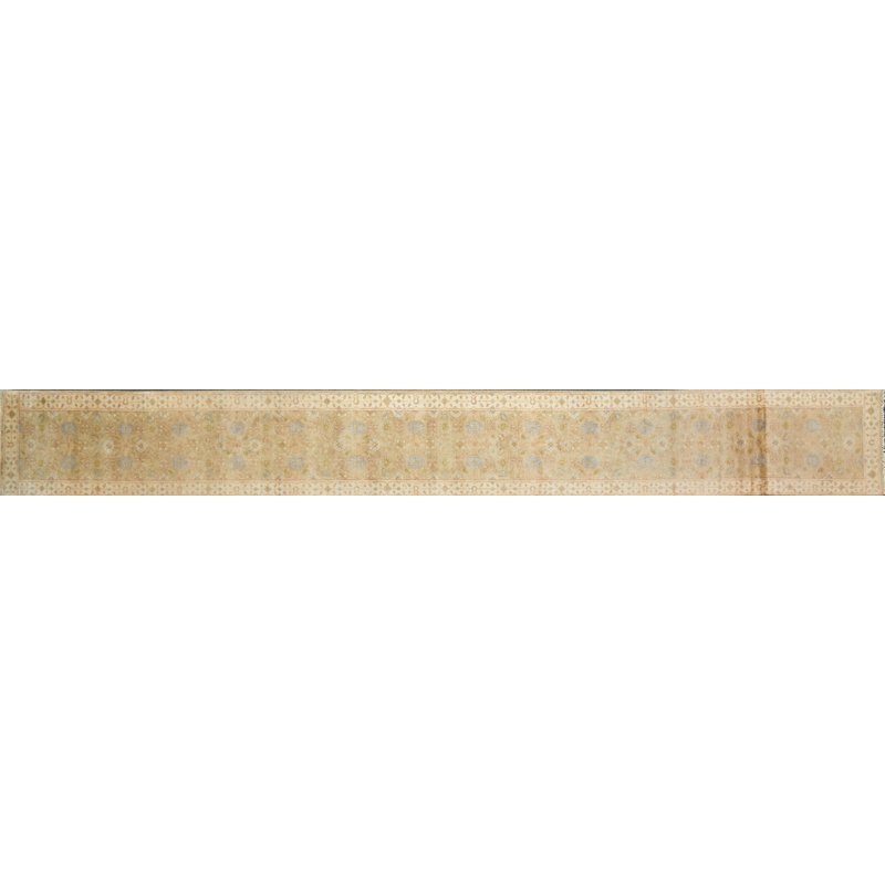 WILLIAM MORRIS RUNNER: Polychrome floral design on cream ground, early 20th c.; 240" x 29"