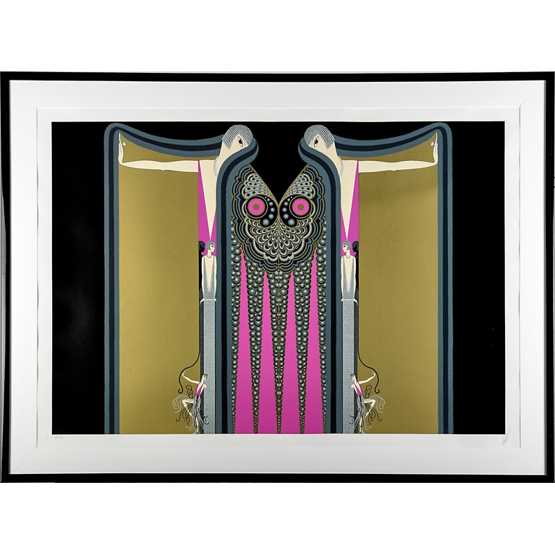 ERTE (Russian/French, 1892-1990): Two serigraphs on paper: "Twin Sisters," 1982 (framed); Signed and numbered "AP 44/60"; 37" x 52" (sight); "Ebony and White," 1982 (framed); Signed and numbered "162/300"; 25 1/2" x 18 3/4" (sight)