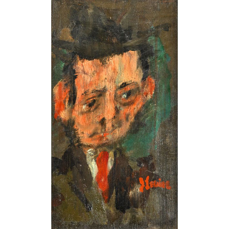 Jack Levine (American, 1915-2010): Man in the Street, 1939; Oil on canvas (framed); Signed; 16" x 9"; Exhibition: Jack Levine, An Overview 1930-1990, Midtown Payson Galleries, New York, October 12-November 24, 1990; Provenance: Midtown