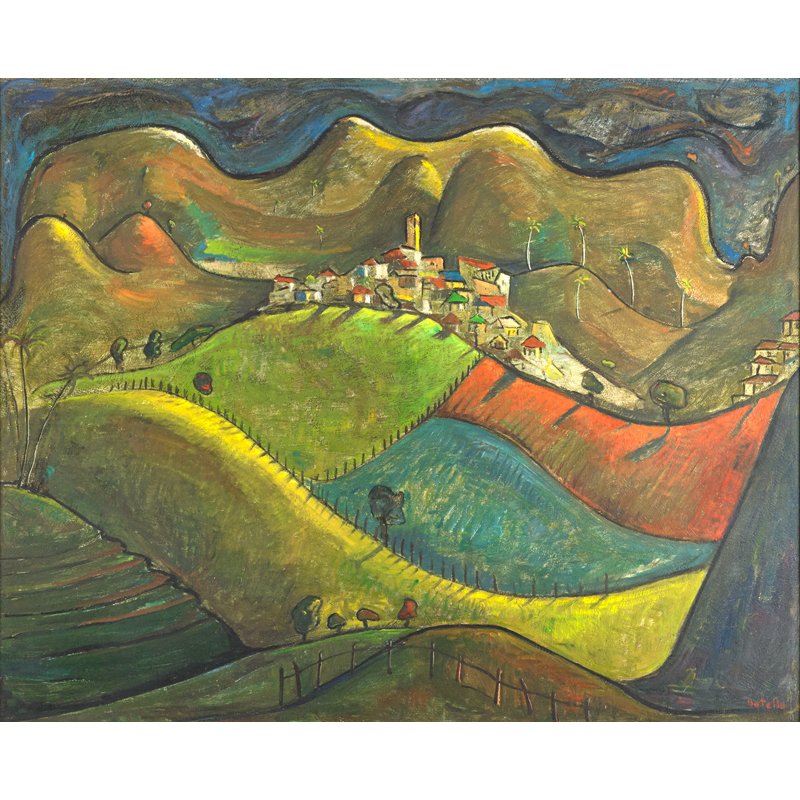 Angel Botello (Puerto Rican, 1913–1986): Untitled; Oil on Masonite (framed); Signed; 29 1/2" x 36 3/8"; Provenance: Private Collection, North Carolina