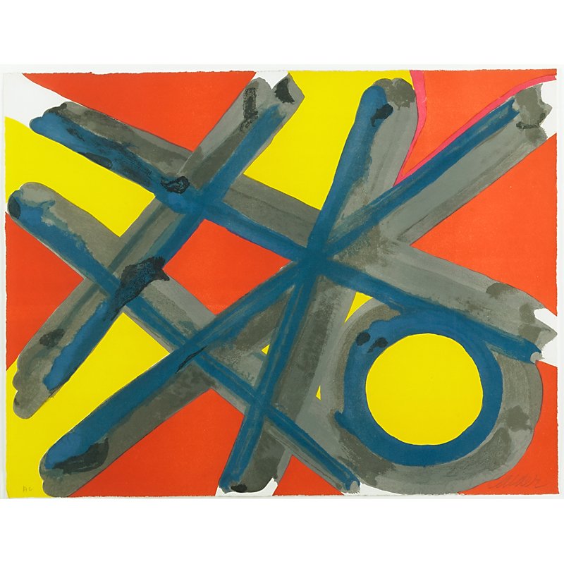 Alexander Calder ((American, 1989-1976): Tic Tac Toe, 1965; Lithograph in colors (framed); Signed and noted H. C.; 19 1/2" x 25 1/2" (sheet); Provenance: Private Collection, Maryland