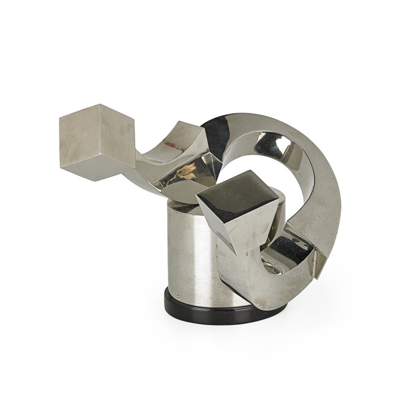 Peter Anthony Chinni (American, b. 1928): Three works of art: Untitled, 1967; Stainless steel; Signed, dated and numbered 1/5; 12 1/4" high (without base); 13" high (with base); The Sound of Red, 1970; Screenprint in colors (framed); Signed,