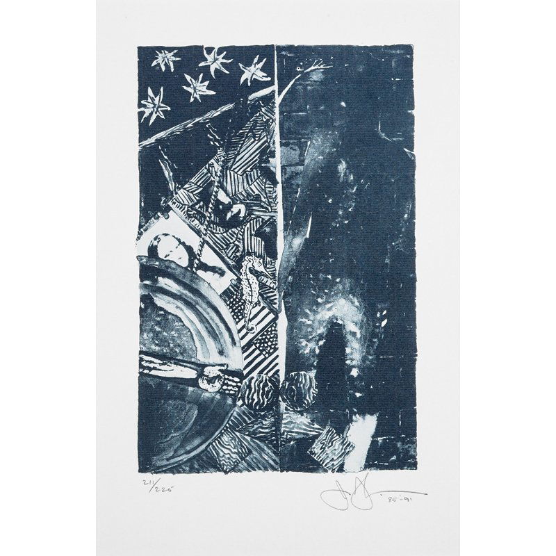 Jasper Johns (American, b. 1930): Summer, Blue, 1985-1991; Lithograph in colors on J. Whatman paper (framed); Signed, dated and numbered 211/225; 12 3/8" x 8 1/8' (sight); Literature: Field 254; Provenance: Private Collection, North C