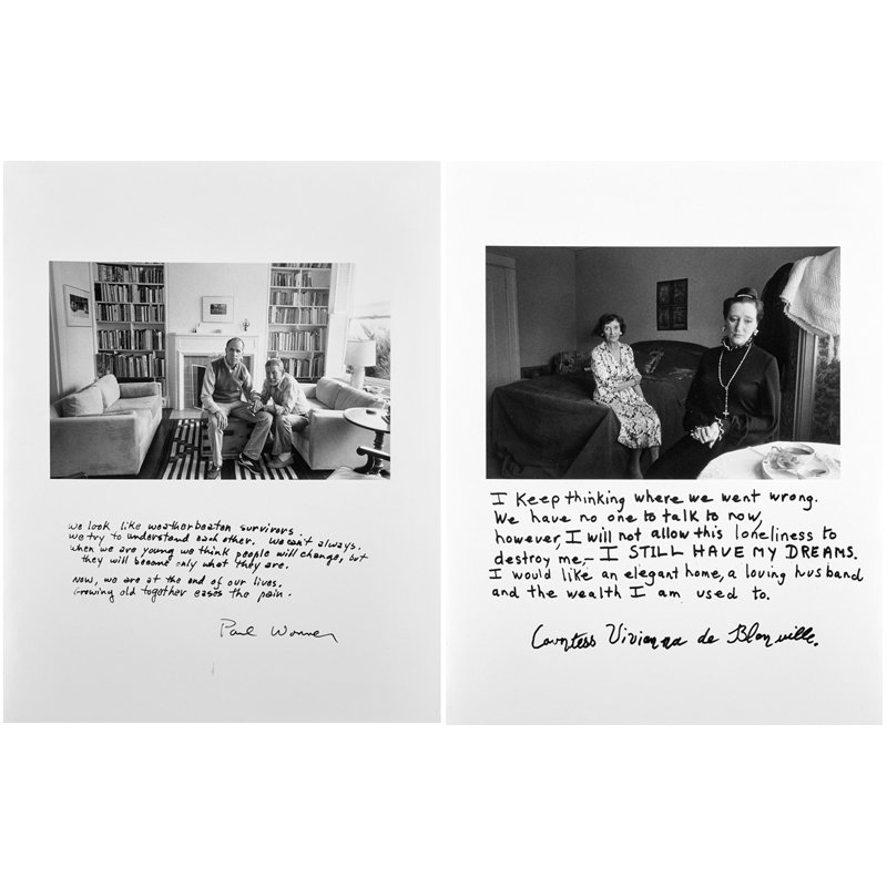 Jim Goldberg (American, b. 1953) Two Works: Rich and Poor Series, 1982-84: Paul Wonner and Countess Vivianna de Blonville; Two gelatin silver prints; Both signed, dated and inscribed; 13 7/8" x 10 3/4" (sheet, each); Literature: Goldberg, Jim.